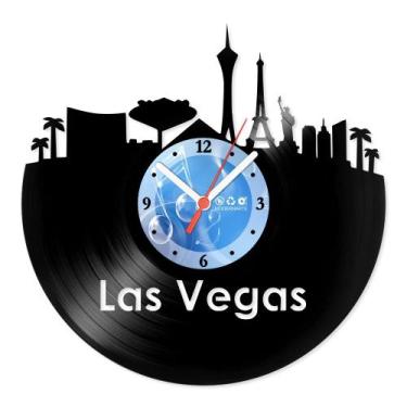 Imagem de Relógio De Parede Disco Vinil Lugares - Las Vegas - VLU-031 - Modernar