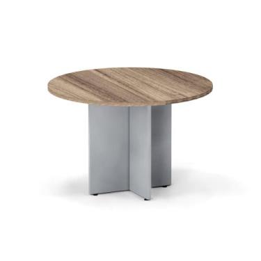 Imagem de Mesa Reunião Redonda Pé Painel P25 Pandin 1,10 M Noce Naturale e Cinza