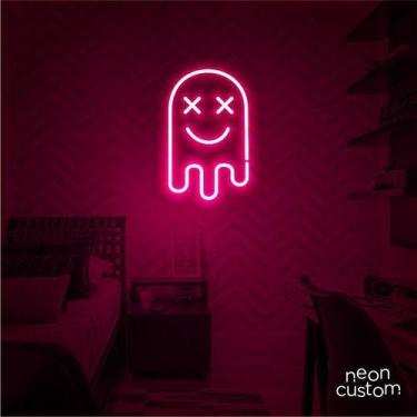 Imagem de luminaria letreiro Neon Led Fantasma 50x30 luminoso decoração p/ selfi