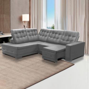 Imagem de Sofá Canto Chaise Dueto 250 x 205 Cm Retrátil Mola Bonnel Reclinável V