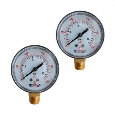 Imagem de Manômetro relógio 1/4 vertical 250psi st10005-14n 2 unidades - Steels