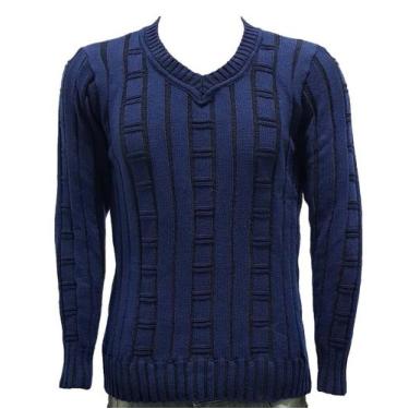 Imagem de Blusa katlen Tricot  masculina Waniseer decote V, Marinho, Único