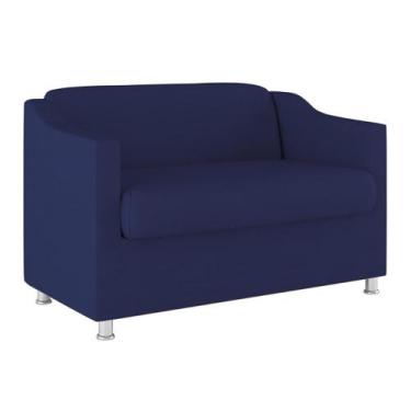 Imagem de Sofá Namoradeira Sala de Espera Suede  Balaqui Decor, Azul Marinho