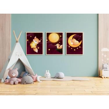 Imagem de Kit 3 Quadros Decorativos Personalizados Infantil Menino  Menina Bebê 