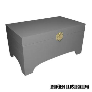 Imagem de Caixa Baú Medio com Fecho 27cm Mdf Madeira Pintado - ATACADÃO DO ARTES