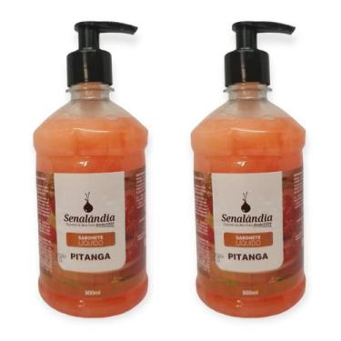 Imagem de 2 Sabonete Líquido Grande 500ml Cheiroso de Pitanga Perfumado Mãos Cor