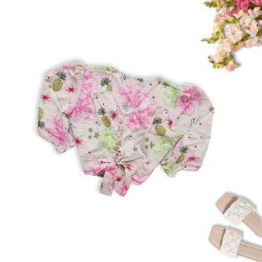 Imagem de Cropped Feminino Manga Longa Botão e Amarração na Frente 0420 - Belluc