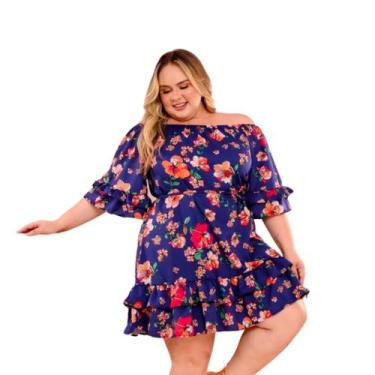 Imagem de Vestido Plus Size Feminino Ciganinha Rodado Com Babado - Bellucy Modas