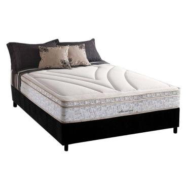Imagem de Cama Box Casal: Colchão Molas Herval Maxspring American + Base Crc Suede Black(138X188)