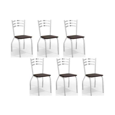 Imagem de Kit 6 Cadeiras de Cozinha Portugal C007 6 Un Cromada/Preto 110 - Kappesberg