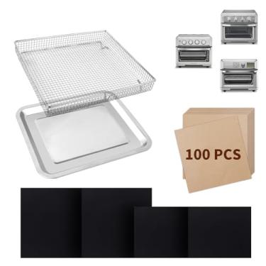 Imagem de Cesta de fritadeira a ar para forno, acessórios de fritadeira a ar para Cuisinart Air Fryer torradeira, conjunto de assadeira com cesta de fritadeira a ar, panela, papel pergaminho, forro de airfryer