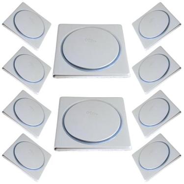 Imagem de KIT 10 Ralo Click Banheiro Inox Quadrado 10x10 Cromado  - Montelar Aca