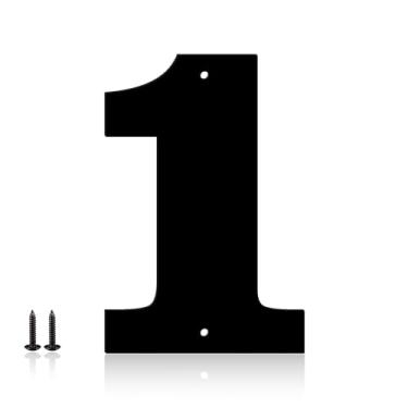 Imagem de Números de casa de metal de 12 cm, letras e números para placas externas, letras de metal, números de porta, placa de endereço de rua para decoração de caixa de correio de porta de jardim (número 1)