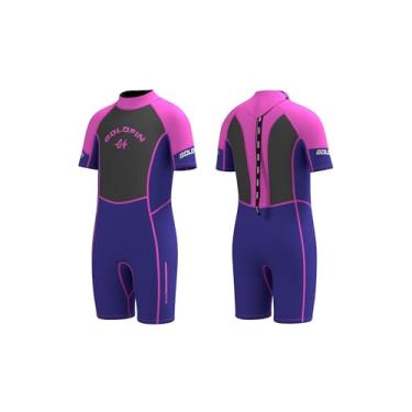 Imagem de Goldfin Roupa de mergulho infantil, roupas de mergulho curtas de 3 mm para meninos e meninas, roupas de neoprene para manter aquecido em água fria, surfe, natação, snorkeling, mergulho