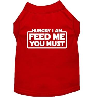 Imagem de Mirage Pet Products Camiseta com estampa de serigrafia Hungry I am vermelha 3GG (20)