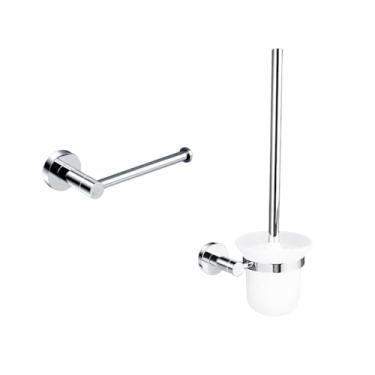 Imagem de Acessórios de banheiro polidos Suporte para papel higiênico Gancho para roupão Suporte para saboneteira Toalheiro Suporte para escova de vaso sanitário de aço inoxidável 304, 2 peças Kit de vaso