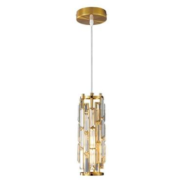 Imagem de DOWMGYDX Lustre de cristal moderno dourado de 3 luzes, lustre redondo de cristal K9, luminária suspensa de teto, luminária pendente de cristal para sala de jantar quarto