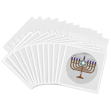 Imagem de 3dRose MENORAH - HOPE - Cartões comemorativos, 15 x 15 cm, conjunto de 12 (gc_8350_2)