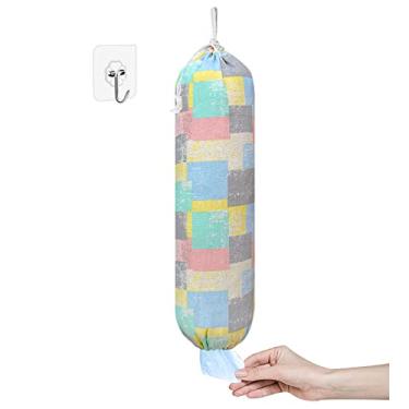 Imagem de Suporte de saco de plástico, organizador de saco de plástico de montagem na parede, porta-sacolas de compras, dispensador de armazenamento grande lavável para viagem de cozinha em casa, ajuste livre