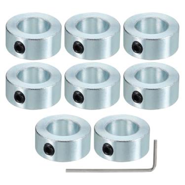 Imagem de PATIKIL Colar do eixo de 1,5 cm diâmetro externo 1,27 cm de espessura, pacote com 8 argolas de trem de pouso de aço carbono com parafuso de ajuste M6 e chave inglesa para indústria de