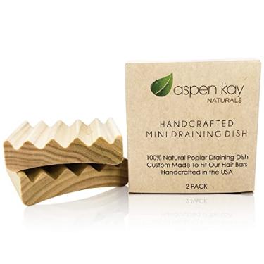 Imagem de Aspen Kay Naturals Pacote com 2 Saboneteiras, Escorredor para Nossas Barras de Xampu e Condicionadores, Madeira de Choupo 100% Natural, Sem Verniz Químico, Laca Ou Tinta Usada, FeiMini,Castanho Claro