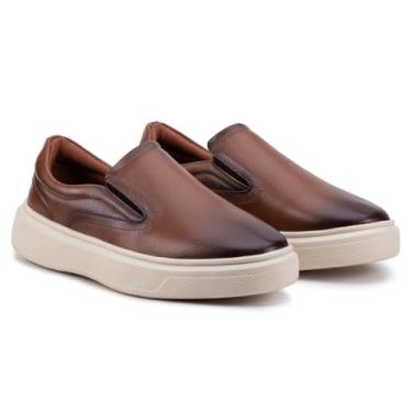 Imagem de Tênis Slip On Iate Estilo Shoes Masculino Couro Confortável Calce Fácil (Terracota, BR, Adulto, Numérico, 44)
