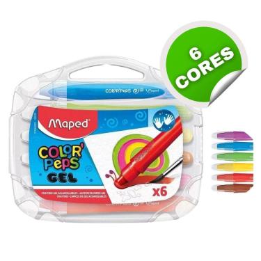Imagem de Giz De Cera Gel Retrátil Maped 6 Cores Vibrantes Aquarelável