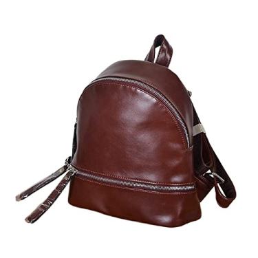 Imagem de Mochila feminina bolsa escolar de couro PU macio de qualidade grande para meninas pequenas mochilas femininas de viagem(Brown)