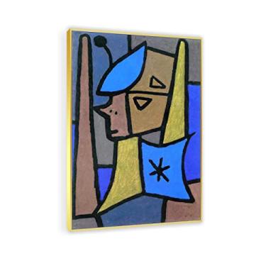 Imagem de JZSDGB Impressão de arte em tela Gold Frame'Marin' por Paul Klee - Reprodução de pintura famosa em tela fina arte de parede abstrata giclée imagens em tela para decoração de casa 80 x 120 cm (31 x 47