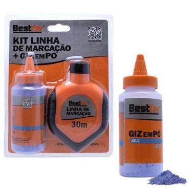 Imagem de Kit linha de marcacao (30m) + giz em po azul (110g) - bestfer
