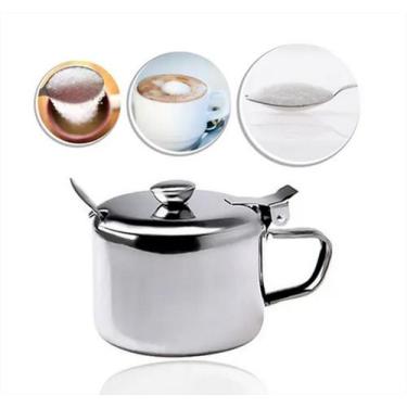 Imagem de Açucareiro Com Tampa E Colher Acucareiro Inox Ke Home - ke home 