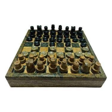 Imagem de Tabuleiro 2 em 1 Xadrez Damas com Porta Peças 18 cm - São José