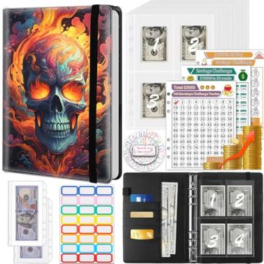 Imagem de Fichário de economia de dinheiro, 100 envelopes desafio de economia de dinheiro, envelopes de dinheiro e 3 rastreadores de planejamento de orçamento, livro de couro PU A5 para economizar dinheiro,