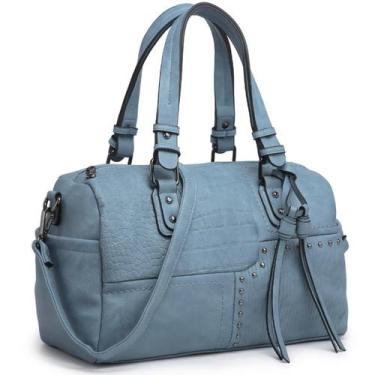 Imagem de Bolsa feminina Dasein, cano de material vegano macio, azul claro