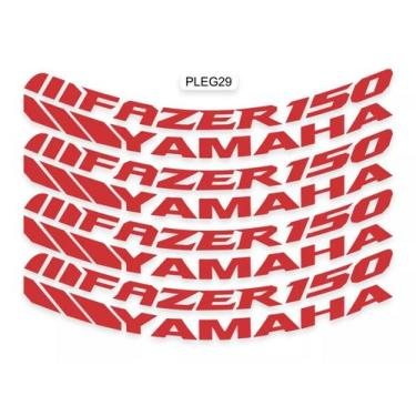 Imagem de Kit Adesivos Ploter Roda Yamaha Fazer 150 Vermelho - Resitank