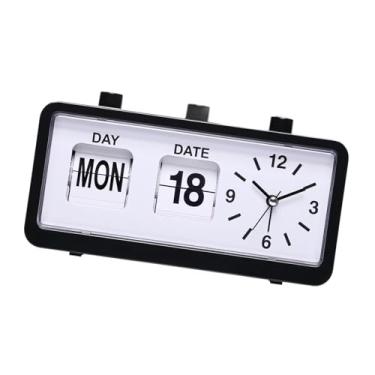 Imagem de WeiLaiKeQi Flip Desk Clock Data Week Display Clock Silent Crafts Página Virando Relógio Presente de Aniversário para Mesa de Jantar TV Dormet, Preto