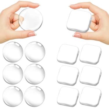 Imagem de Conjunto de 12 peças de batente de porta autoadesivo transparente - estoques de meias, 6 protetores de parede quadrados e 6 redondos para maçanetas, escudos transparentes espessos macios