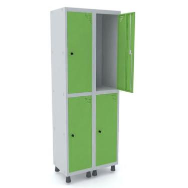 Imagem de Roupeiro de aço 2m 04 portas pitão pandin - cinza/verde