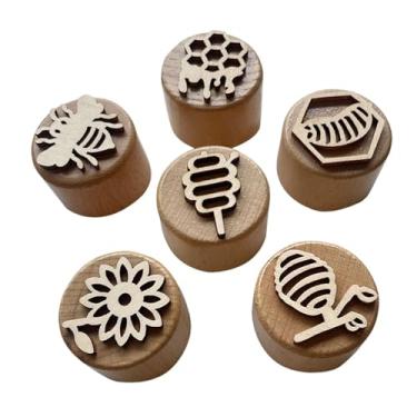 Imagem de oshhni Carimbos de madeira selos de impressão de, carimbos de cerâmica de jardim de infância para artesanato de arte para cartas de sala de aula, Ciclo de Abelha Colméia