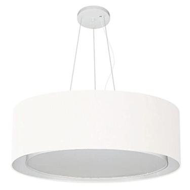 Imagem de Lustre Pendente Cilíndrico Duplo Cúpula Tecido 80x30 cm, Vivare Iluminação, Pendente4126 BR, Branco, Gigante