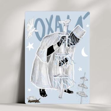 Imagem de Coleção 18 Quadros Decorativos Orixás Giz - Oxum, Oxóssi, Ogum, Iemanjá, Oxalá e Xangô... Umbanda - 20x14cm (Oxalá)