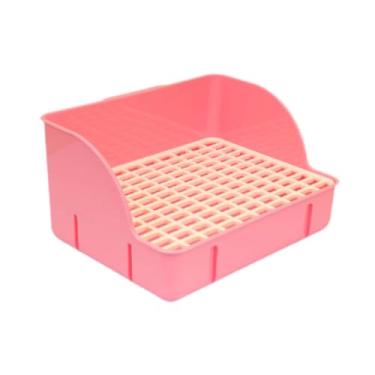 Imagem de Gralara Panela de ninhada de para gaiola, caixa de cama de gaiola, banheiro pequeno de animais para capa para o porquinho -da -índia, Rosa