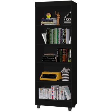 Imagem de Estante Multiuso Livreiro Aspen J&A Móveis com 05 prateleiras – Preto fosco