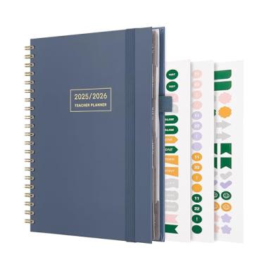 Imagem de And Per Se Teacher Planner 2025-2026 Ano Acadêmico - Julho de 2025 a Junho de 2026 Livro para Professores, Planejamento semanal e mensal de 21,6 cm x 28 cm com abas mensais, informações do aluno (azul