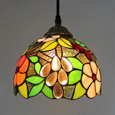 Imagem de OUFULA Luminária pendente contemporânea de vidro colorido, americana, retrô, criatividade, sala de estar, restaurante, quarto, villa, hotel, corredor, café, lustre (Estilo 18)