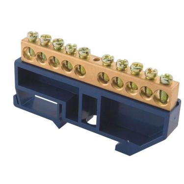 Imagem de Barramento Terra Din 10 Ligações com Suporte Azul - Tramontina