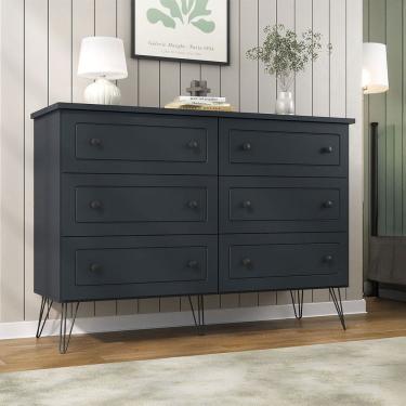 Imagem de Cômoda Fort 6 Gavetas 100% Mdf Grafite - Manbel