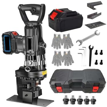 Imagem de Soco hidráulico sem fio 16T - Motor de 1800 W, 300 furos por carga, inclui conjunto de matrizes (φ8,5, φ10,5, φ12,5, φ14,5, φ20,5), para corte de barras de aço, indústrias mecânicas, de processam