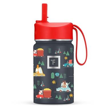 Imagem de IRON °FLASK Garrafa de água infantil - tampa de palha, 20 adesivos de nome, aço inoxidável isolado a vácuo, copo de viagem de parede dupla, caneca térmica - viagem, 293 g