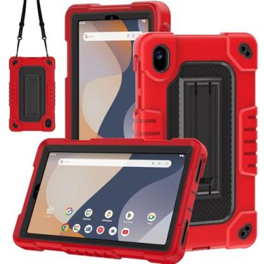 Imagem de Capa para tablet Onn de 7 polegadas modelo 2024, para Onn 7 2024 modelo 100135924, à prova de choque, para crianças, corpo inteiro com alça de ombro para Walmart Onn 7 2024 modelo 100135924 (vermelho